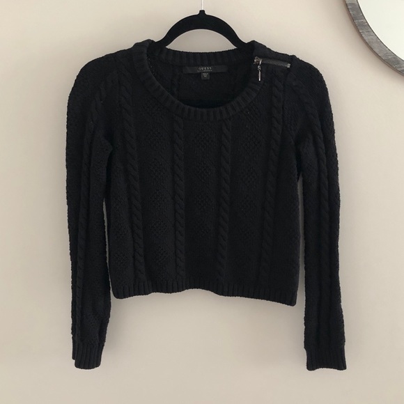 Guess Black Knit Cropped Sweater XXS - Picture 1 of 2